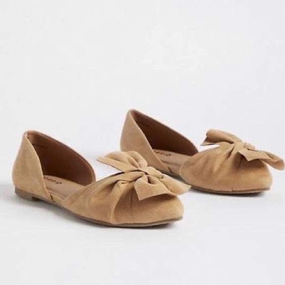 torrid Shoes - TORRID TWIST BOW FAUX SUEDE D'ORSAY FLAT WW